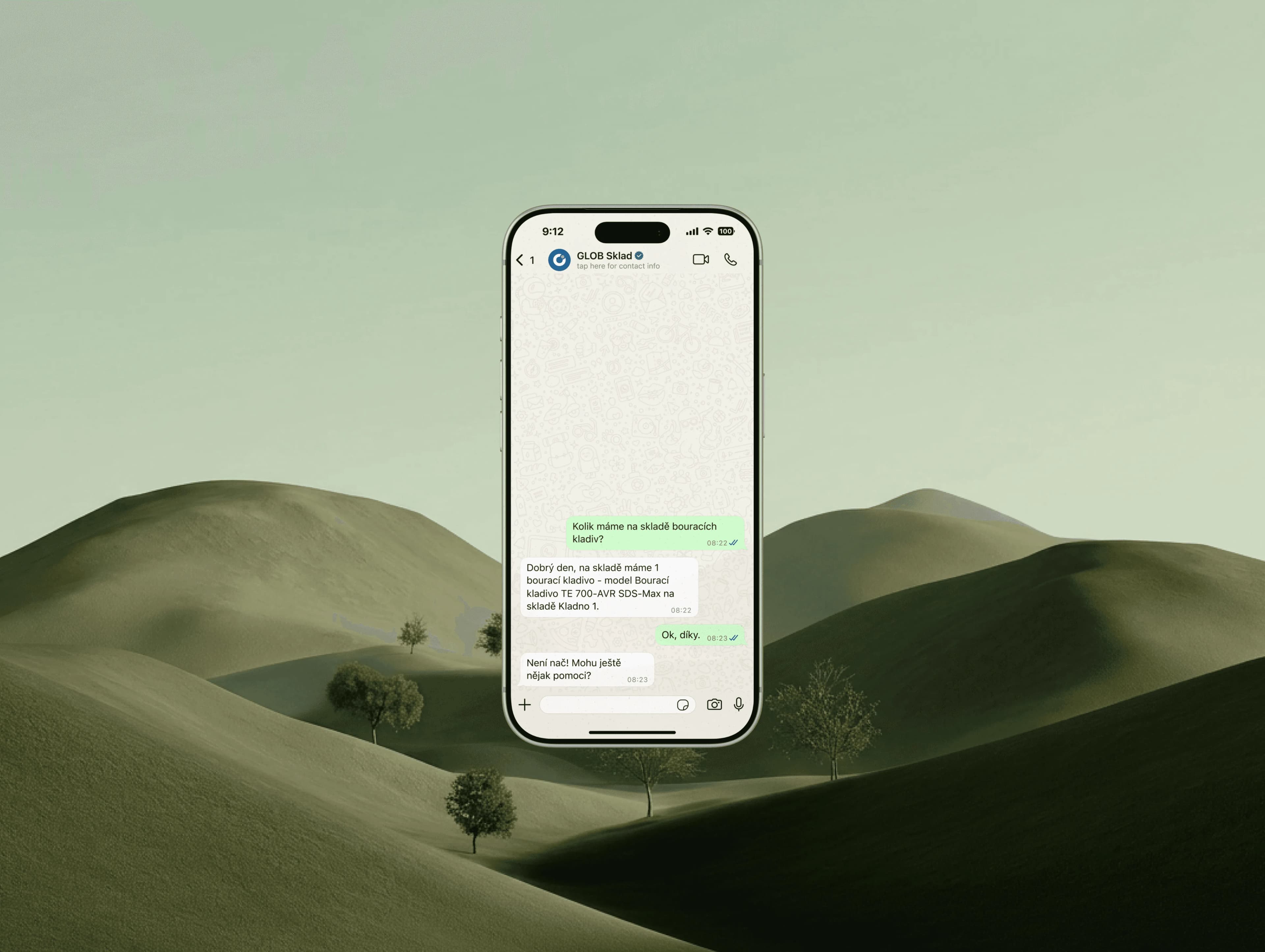 Náhled projektu WhatsApp AI agent pro správu skladu